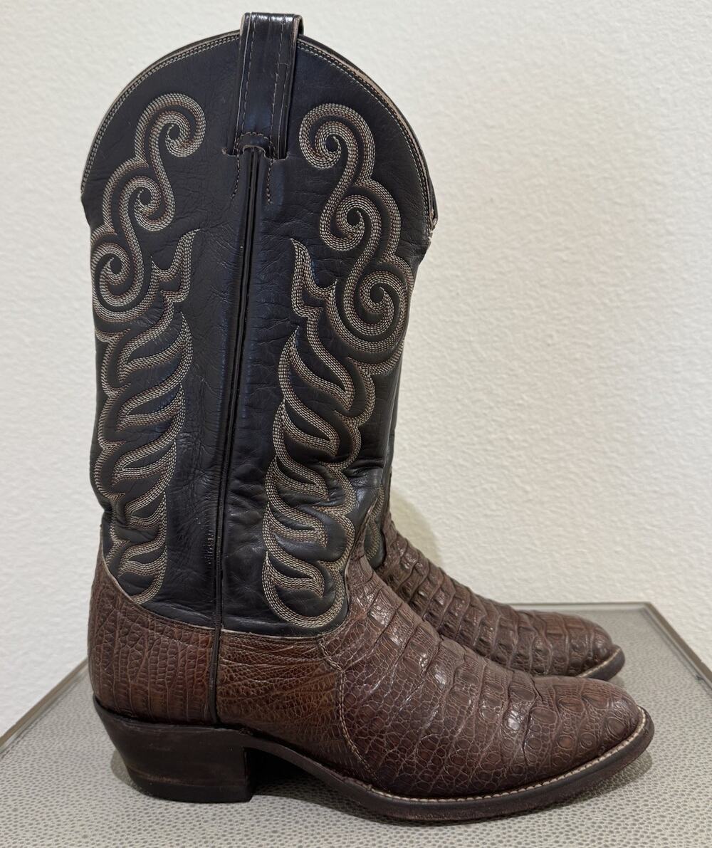 Tony Lama Men’s Hornback Caiman Tail Western Cowboy Boots Sz 7 D Style 1868